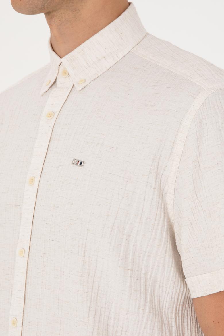 Erkek Krem Kısa Kollu Gömlek - 50306328026