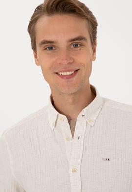 Erkek Krem Kısa Kollu Gömlek - 50306328026