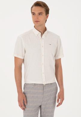 Erkek Krem Kısa Kollu Gömlek - 50306328026