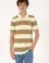 Erkek Regular Fit Haki Polo Yaka Çizgili Tişört