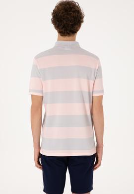 Erkek Regular Fit Pudra Polo Yaka Çizgili Tişört - 50306827031