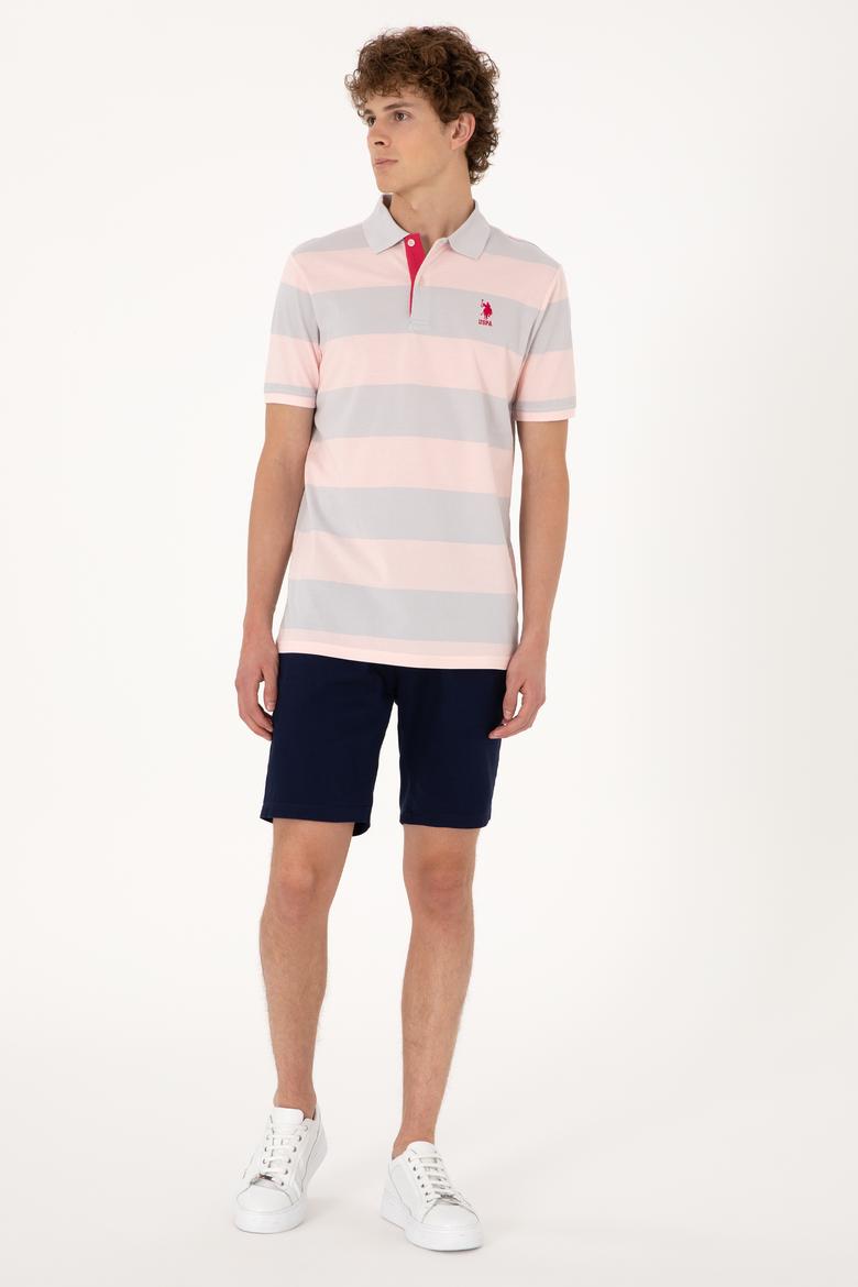 Erkek Regular Fit Pudra Polo Yaka Çizgili Tişört - 50306827031