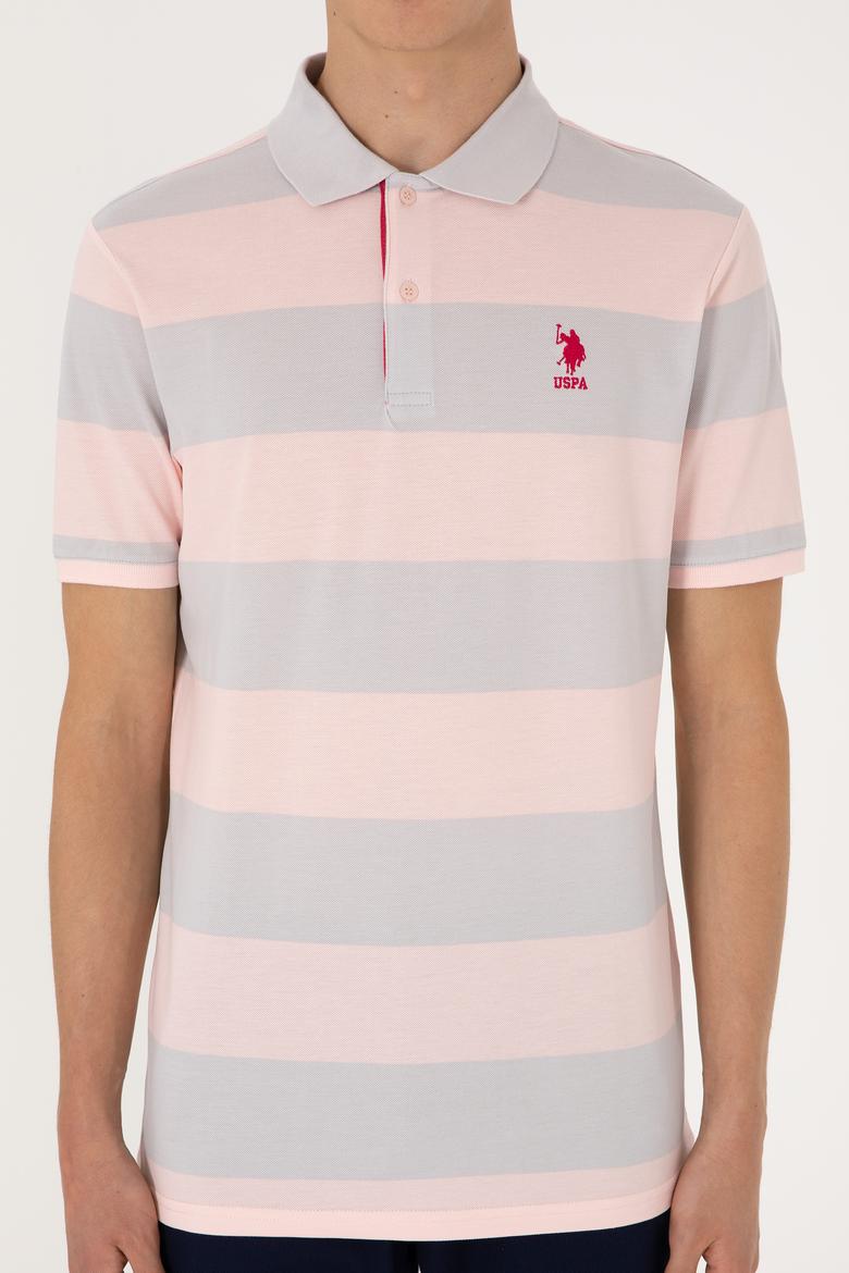 Erkek Regular Fit Pudra Polo Yaka Çizgili Tişört - 50306827031