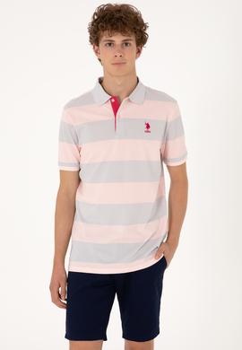 Erkek Regular Fit Pudra Polo Yaka Çizgili Tişört - 50306827031