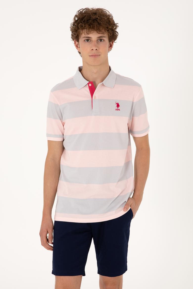 Erkek Regular Fit Pudra Polo Yaka Çizgili Tişört - 50306827031