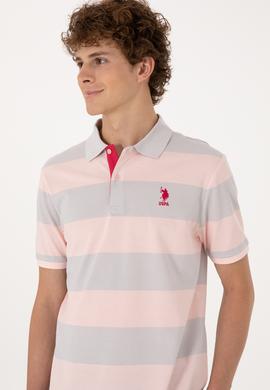 Erkek Regular Fit Pudra Polo Yaka Çizgili Tişört - 50306827031