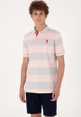 Erkek Regular Fit Pudra Polo Yaka Çizgili Tişört - 50306827031