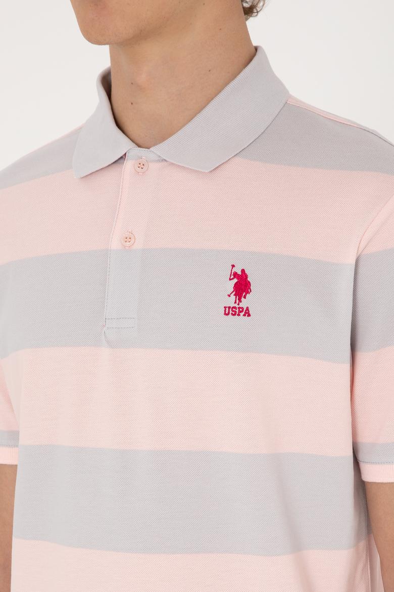 Erkek Regular Fit Pudra Polo Yaka Çizgili Tişört - 50306827031