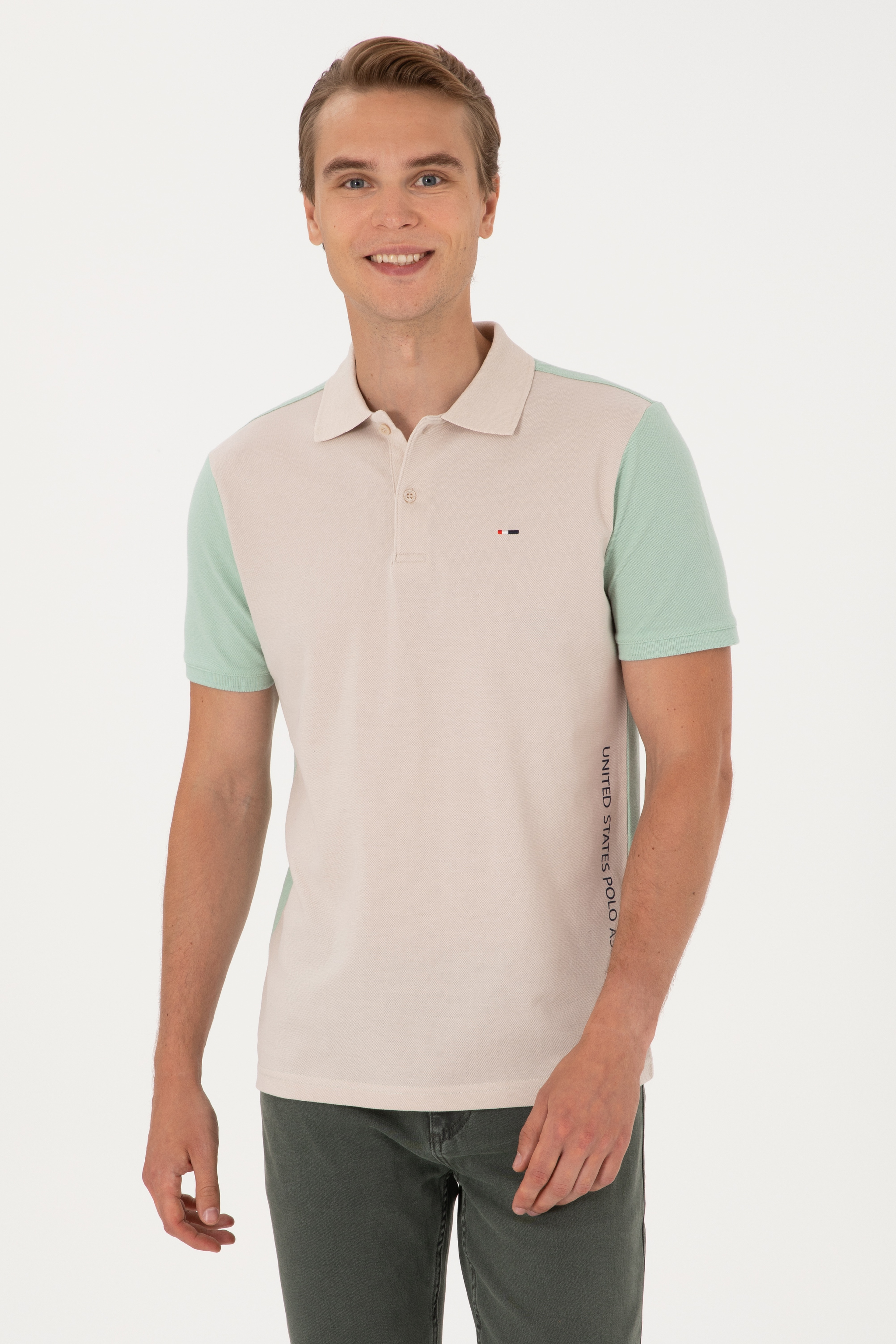Erkek Regular Fit Su Yeşili Polo Yaka Tişört - Image 1