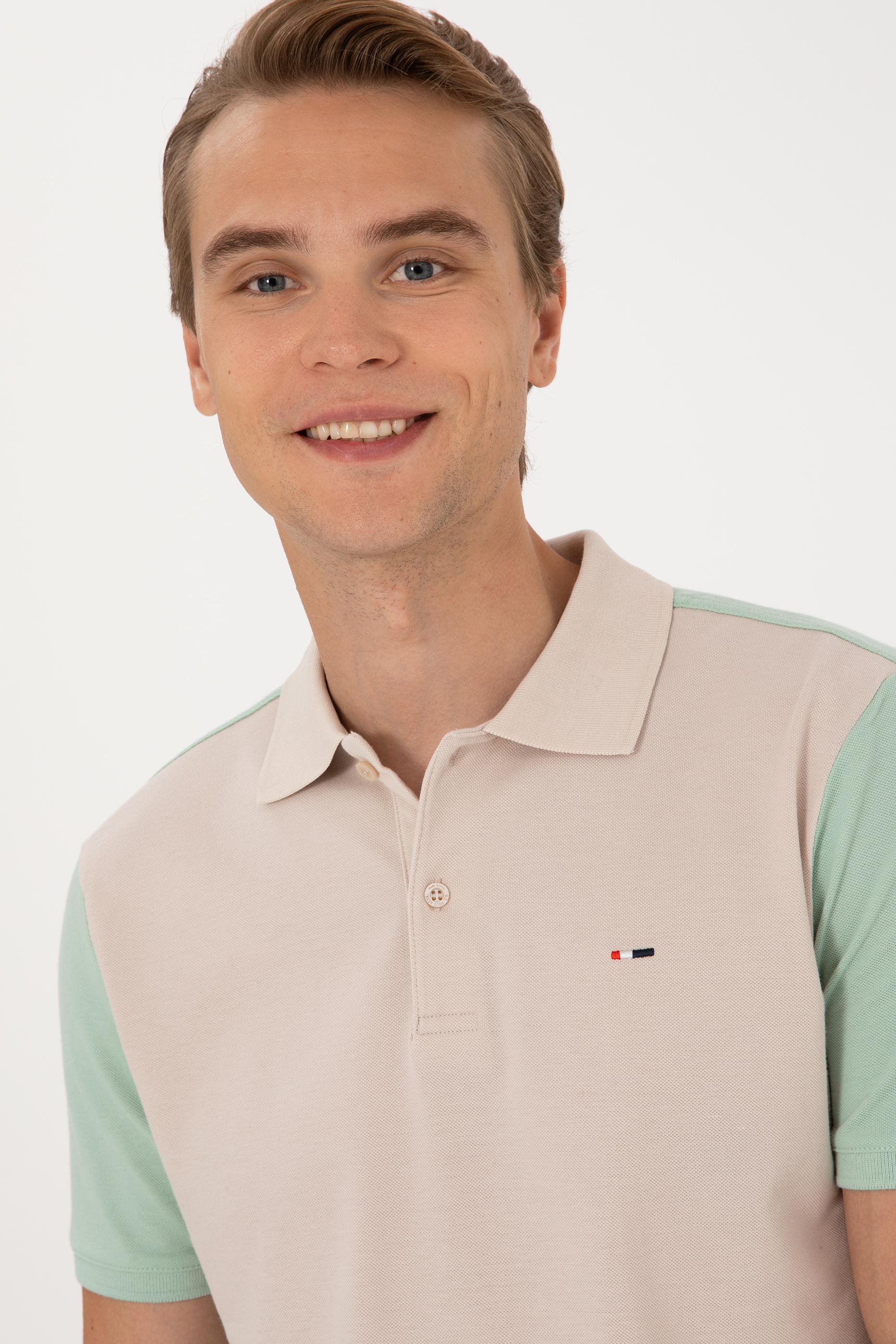 Erkek Regular Fit Su Yeşili Polo Yaka Tişört