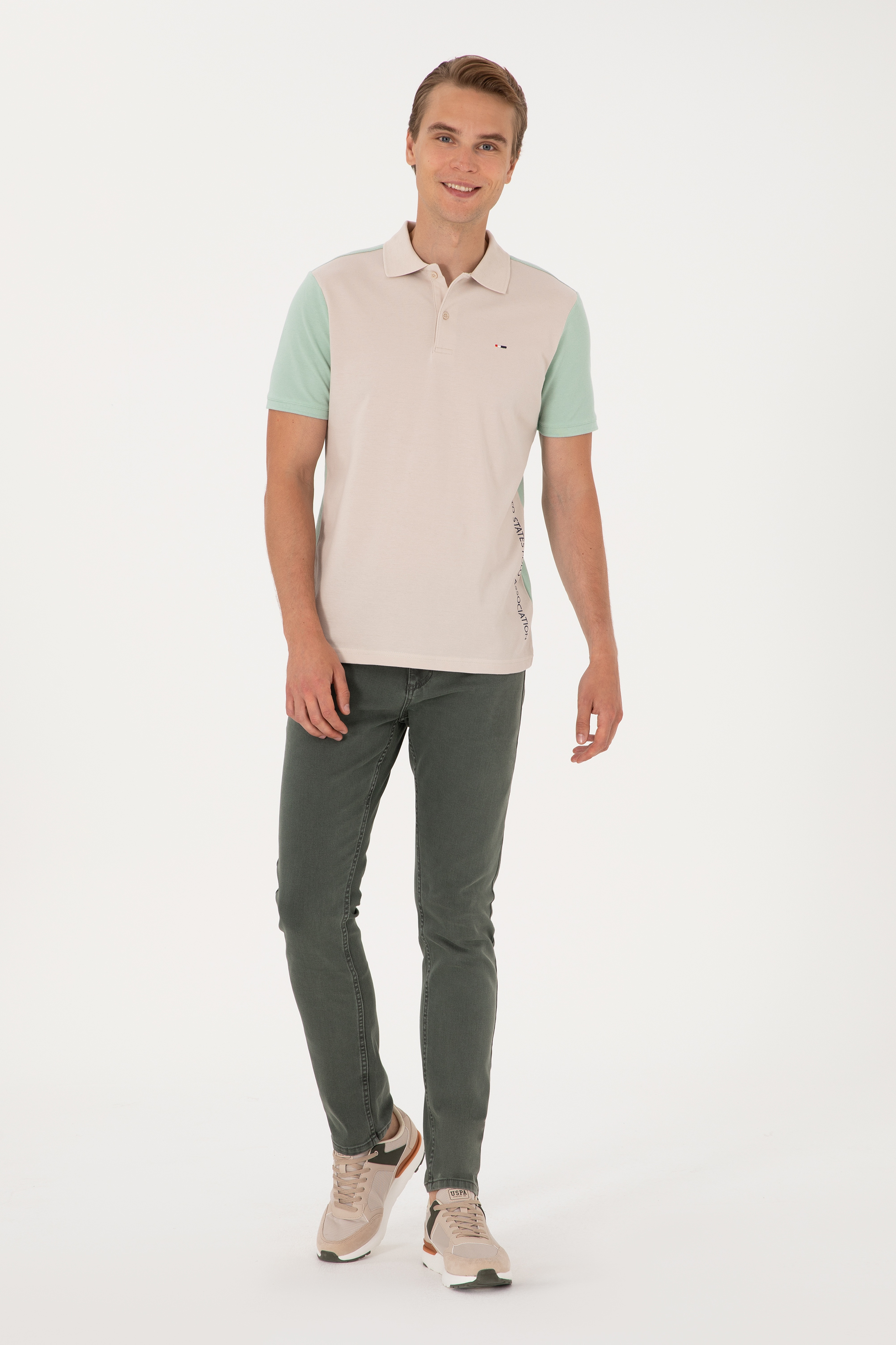 Erkek Regular Fit Su Yeşili Polo Yaka Tişört - Image 4