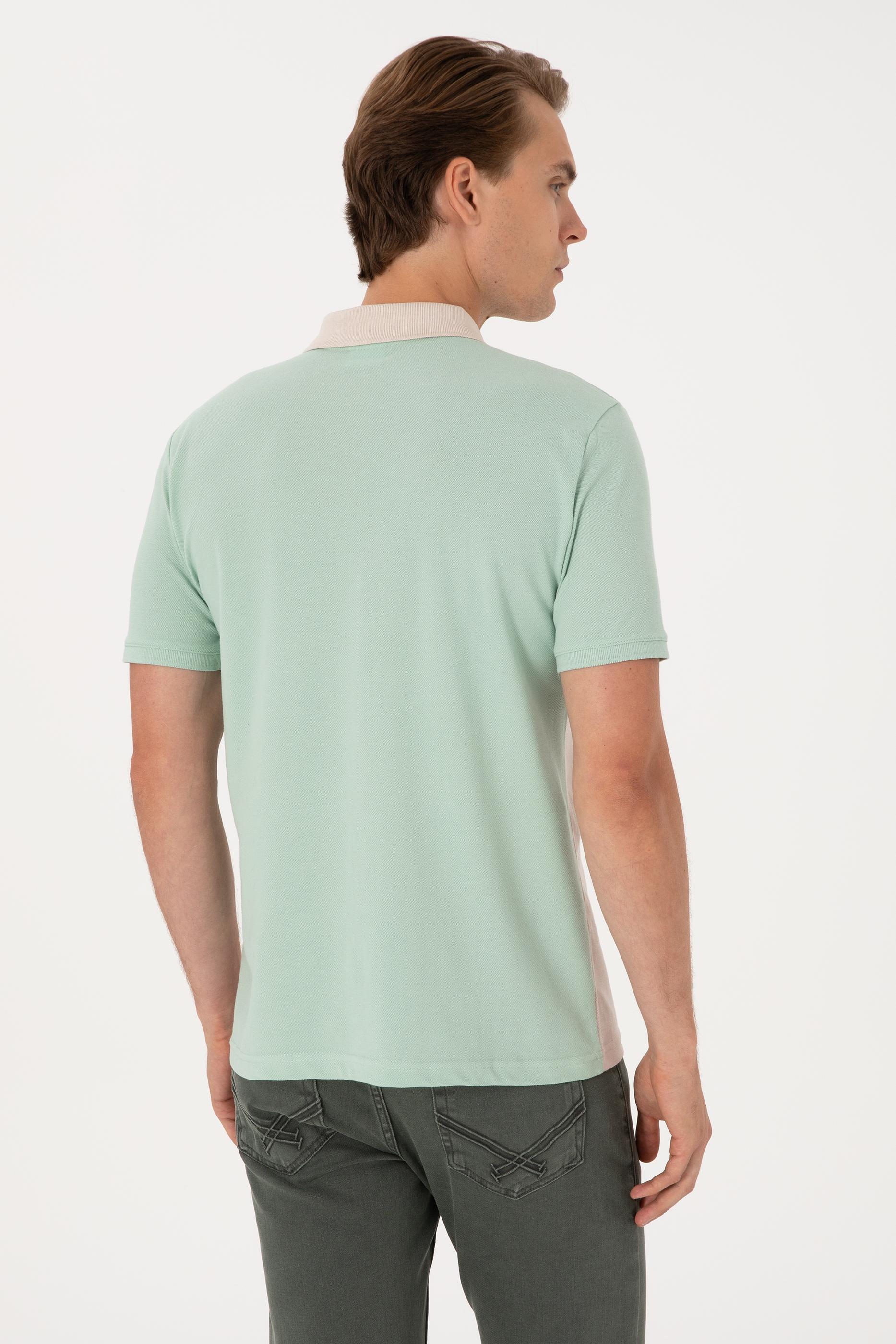 Erkek Regular Fit Su Yeşili Polo Yaka Tişört