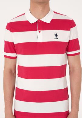 Erkek Regular Fit Vişne Polo Yaka Çizgili Tişört - 50306827007