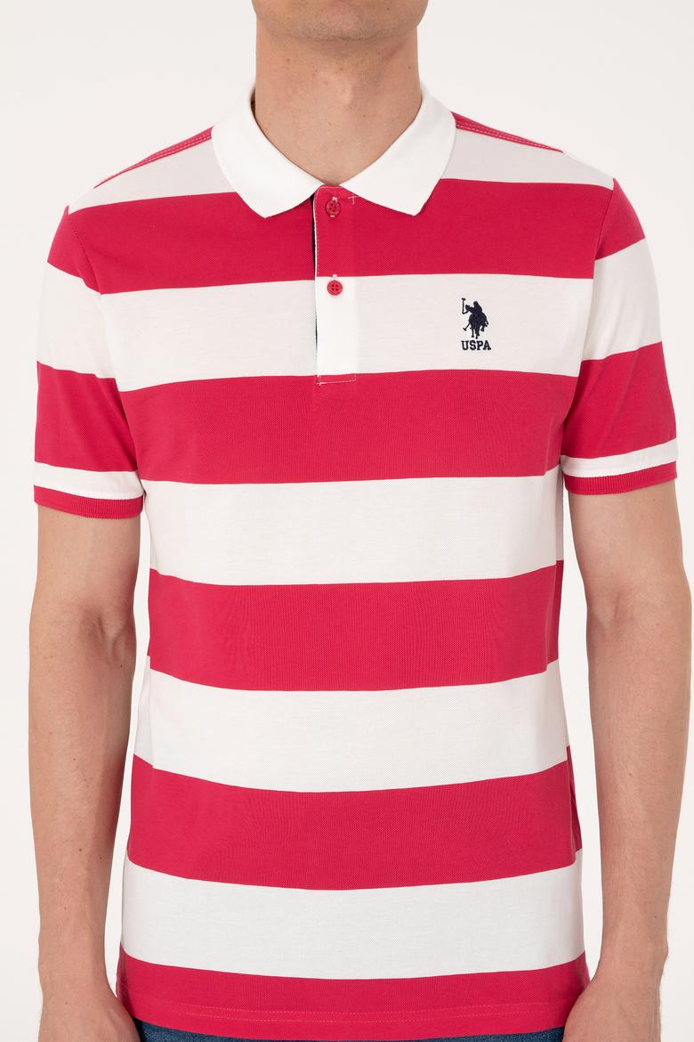 Erkek Regular Fit Vişne Polo Yaka Çizgili Tişört - 50306827007