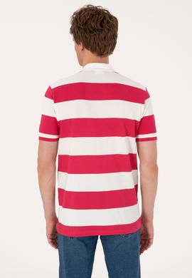 Erkek Regular Fit Vişne Polo Yaka Çizgili Tişört - 50306827007
