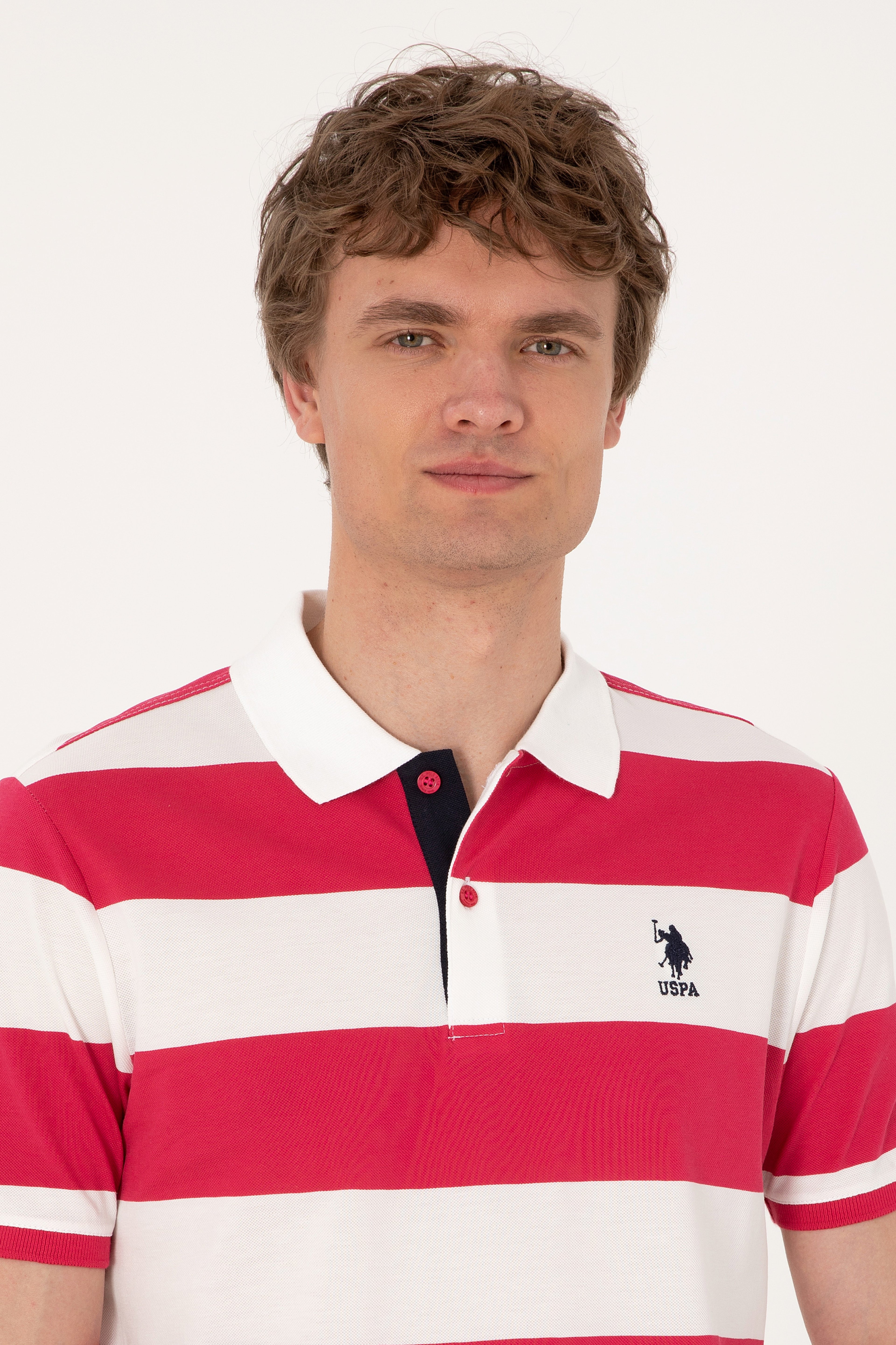 Erkek Regular Fit Vişne Polo Yaka Çizgili Tişört