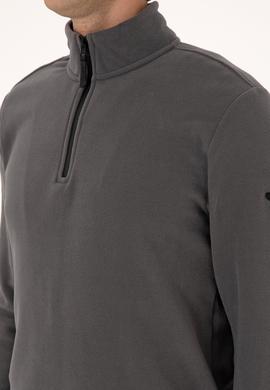 Erkek Regular Fit Gri Polar Yarım Fermuarlı Basic Sweatshirt - 50313777067