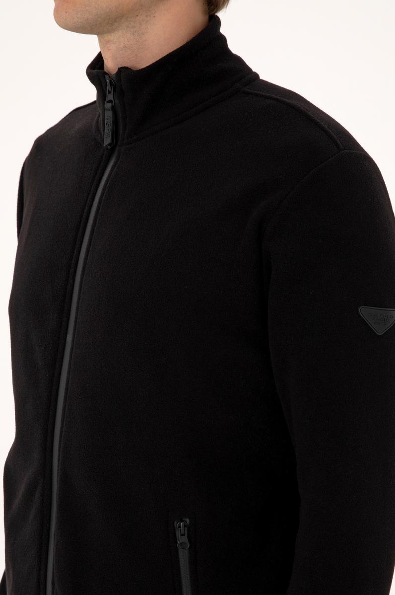 Erkek Regular Fit Siyah Polar Örme Hırka