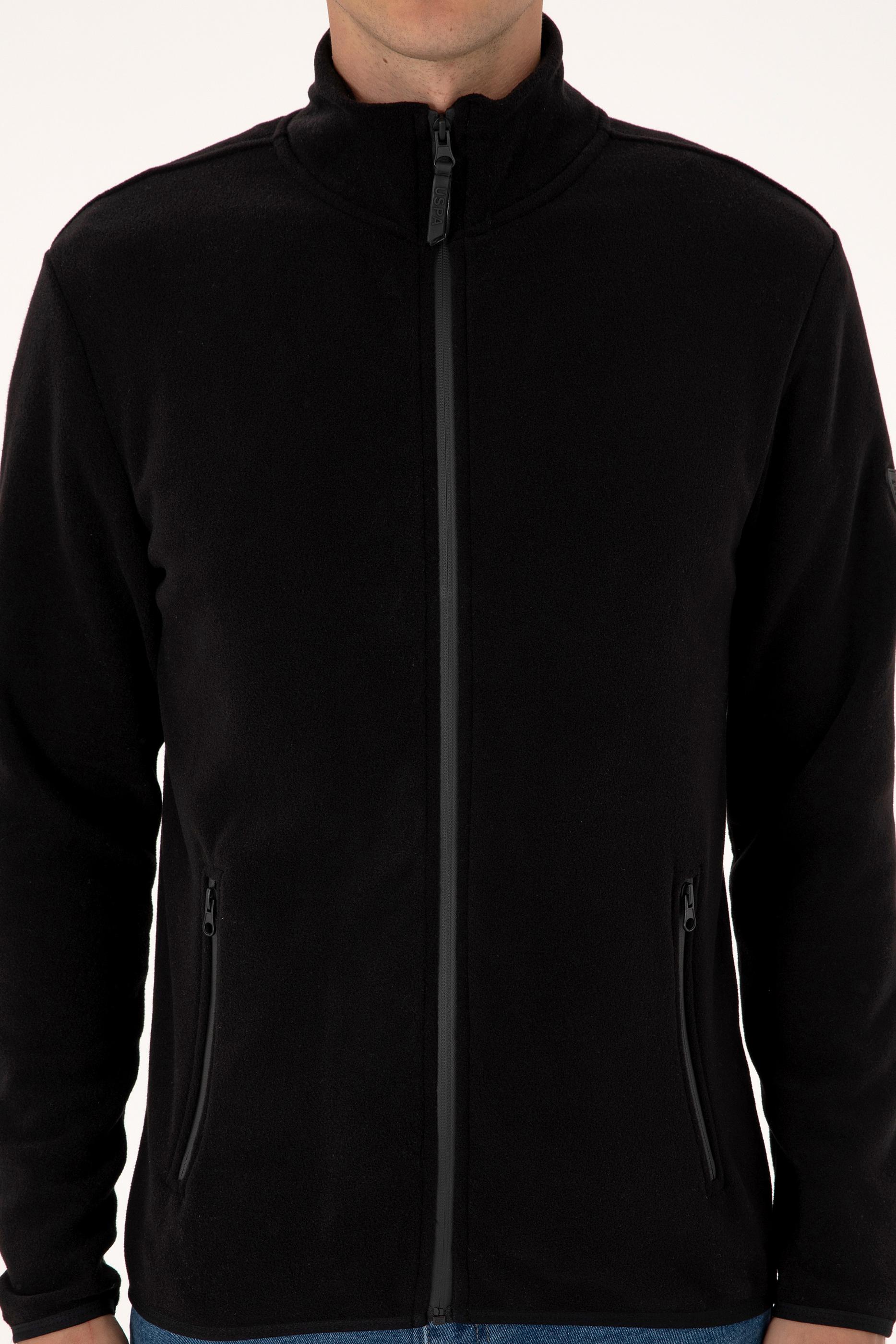 Erkek Regular Fit Siyah Polar Örme Hırka