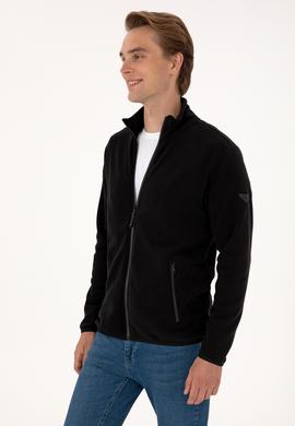 Erkek Regular Fit Siyah Polar Örme Hırka - 50313779027