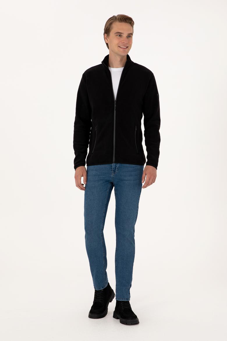 Erkek Regular Fit Siyah Polar Örme Hırka - 50313779027