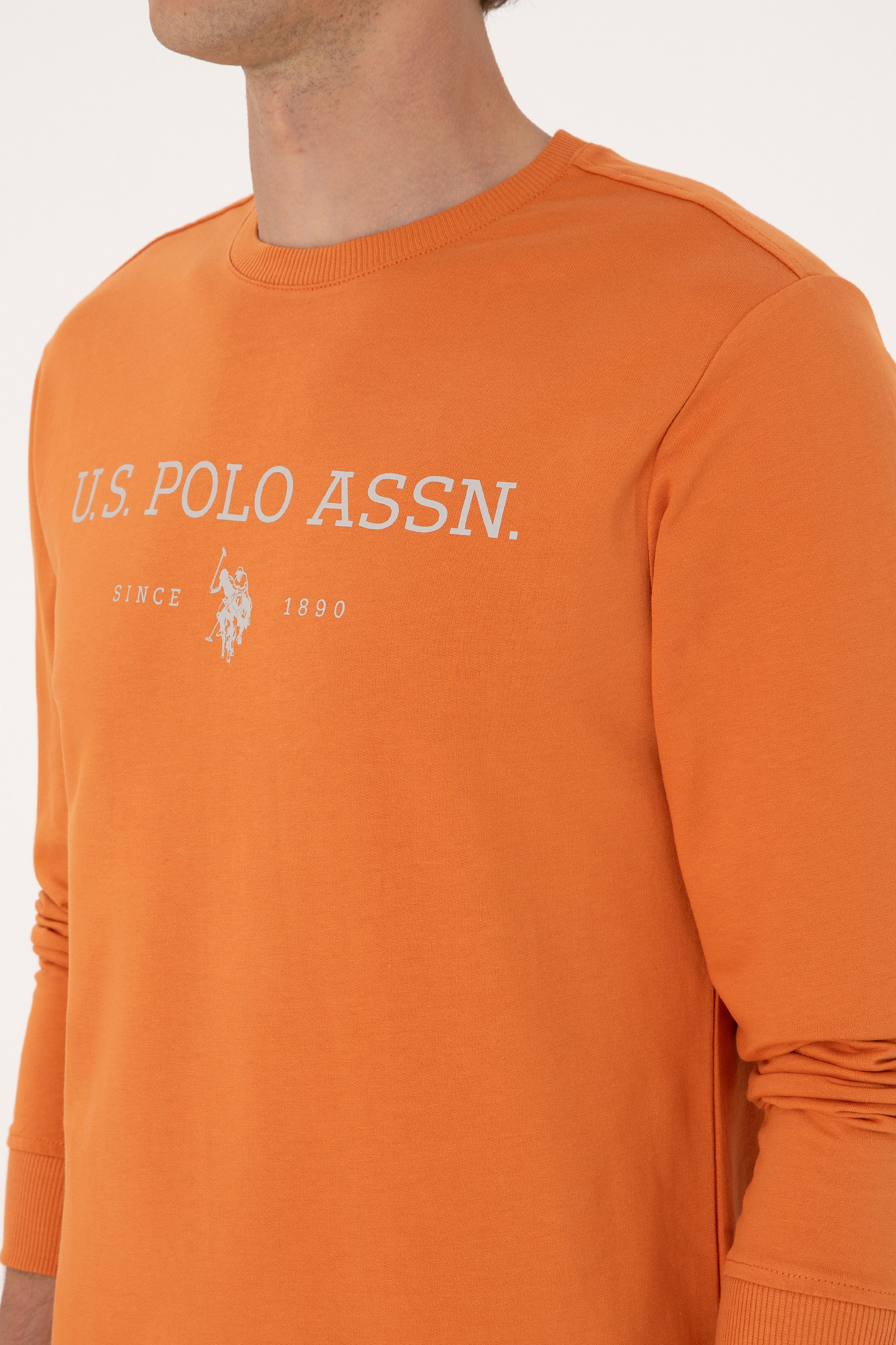 Erkek Regular Fit Bisiklet Yaka Bakır İnce Basic Sweatshirt - Image 7