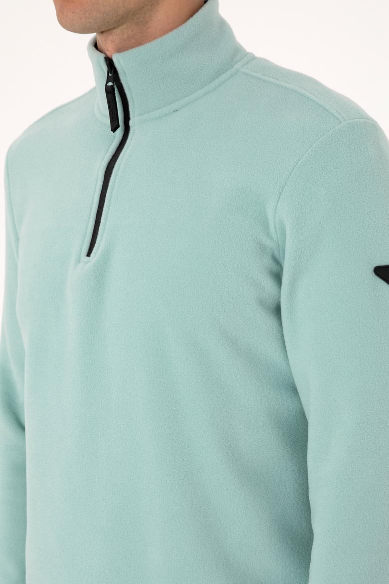 Erkek Regular Fit Mint Polar Yarım Fermuarlı Basic Sweatshirt - 50313777117