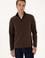 Erkek Regular Fit Koyu Kahverengi Polar Yarım Fermuarlı Basic Sweatshirt