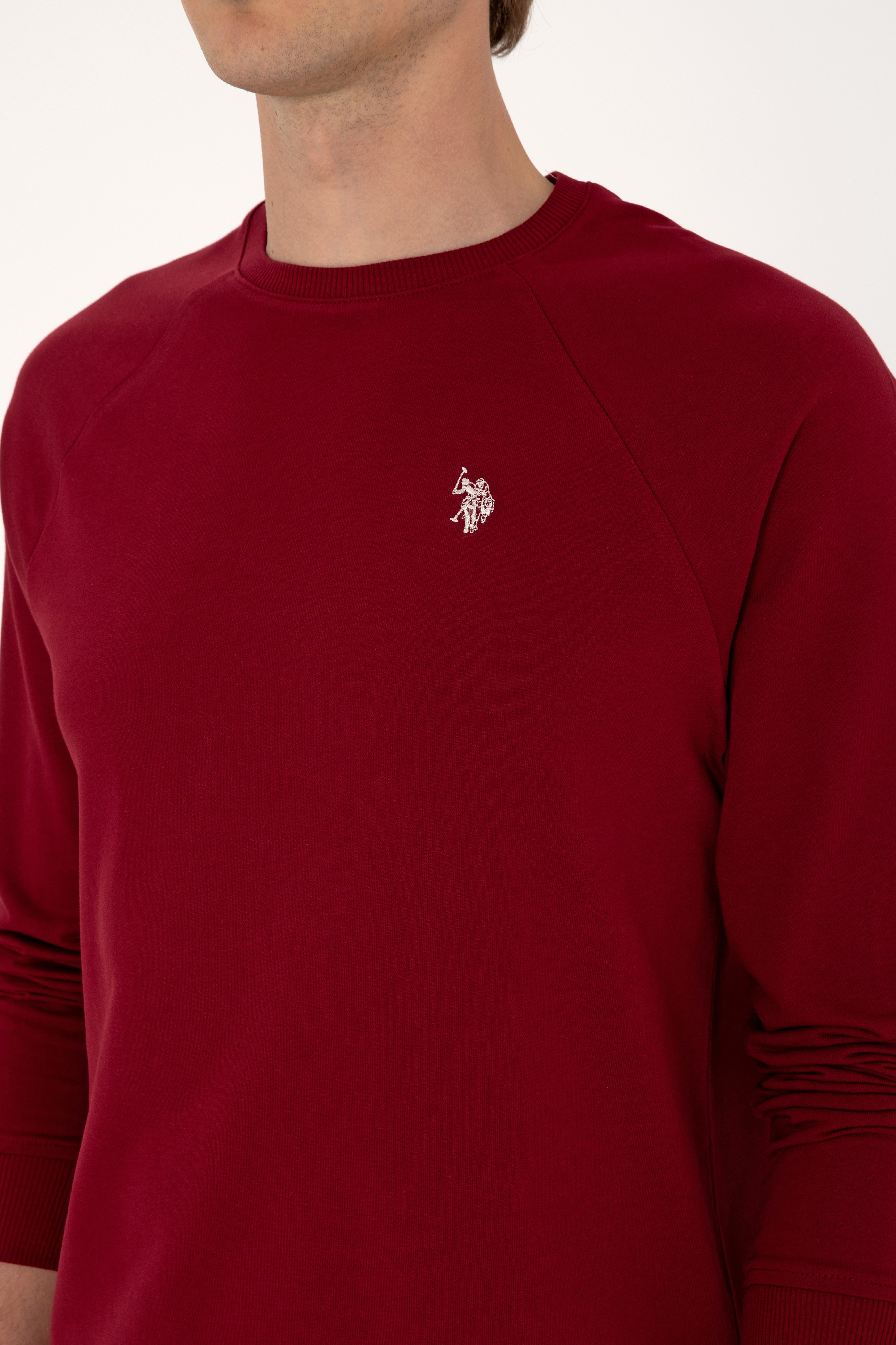 Erkek Regular Fit Bisiklet Yaka Bordo İnce Basic Sweatshirt - Image 7