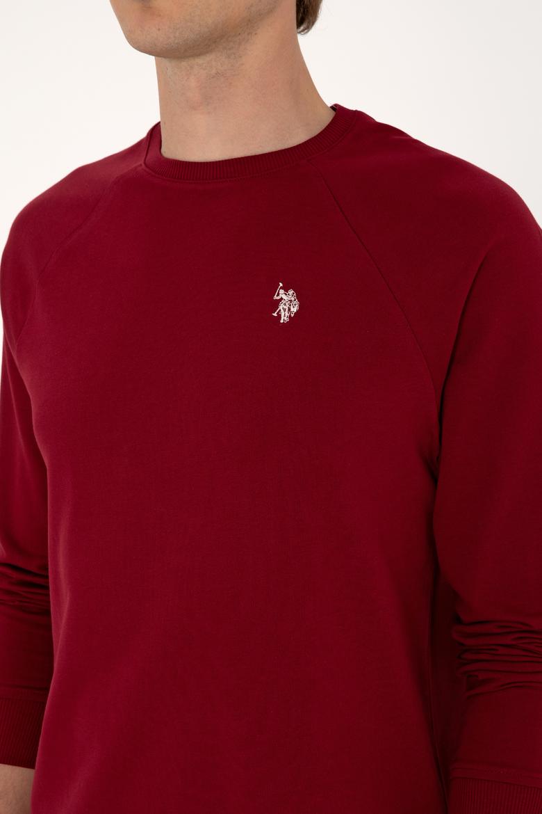 Erkek Regular Fit Bisiklet Yaka Bordo İnce Basic Sweatshirt - 50313752027