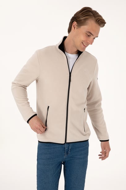Erkek Regular Fit Taş Polar Örme Hırka