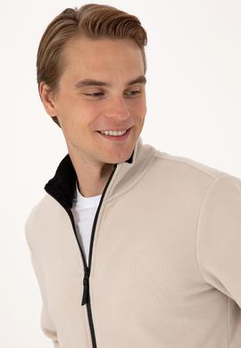 Erkek Regular Fit Taş Polar Örme Hırka - 50313779114