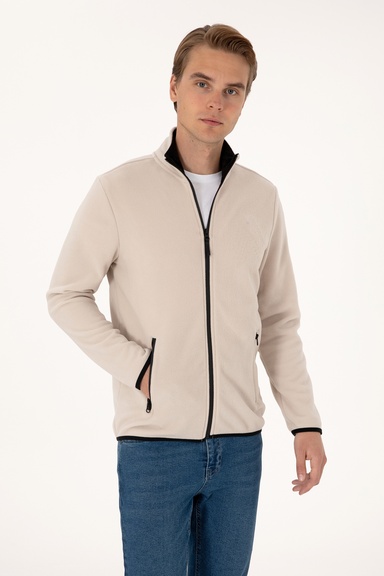 Erkek Regular Fit Taş Polar Örme Hırka