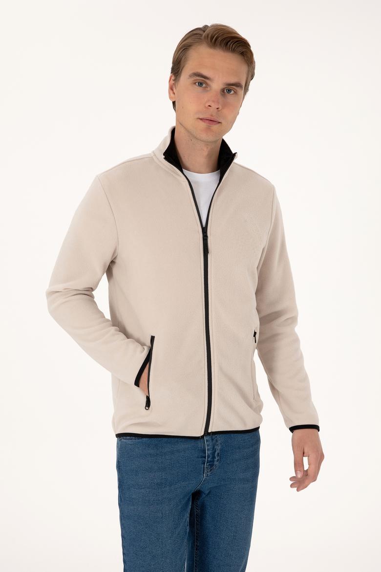 Erkek Regular Fit Taş Polar Örme Hırka