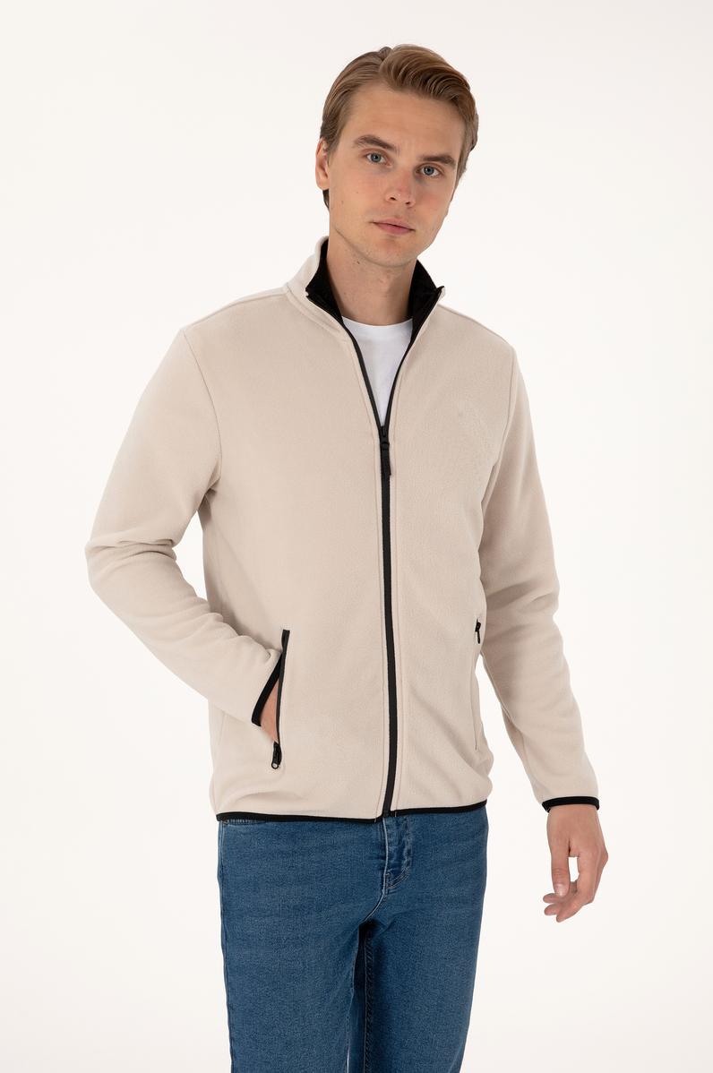 Erkek Regular Fit Taş Polar Örme Hırka