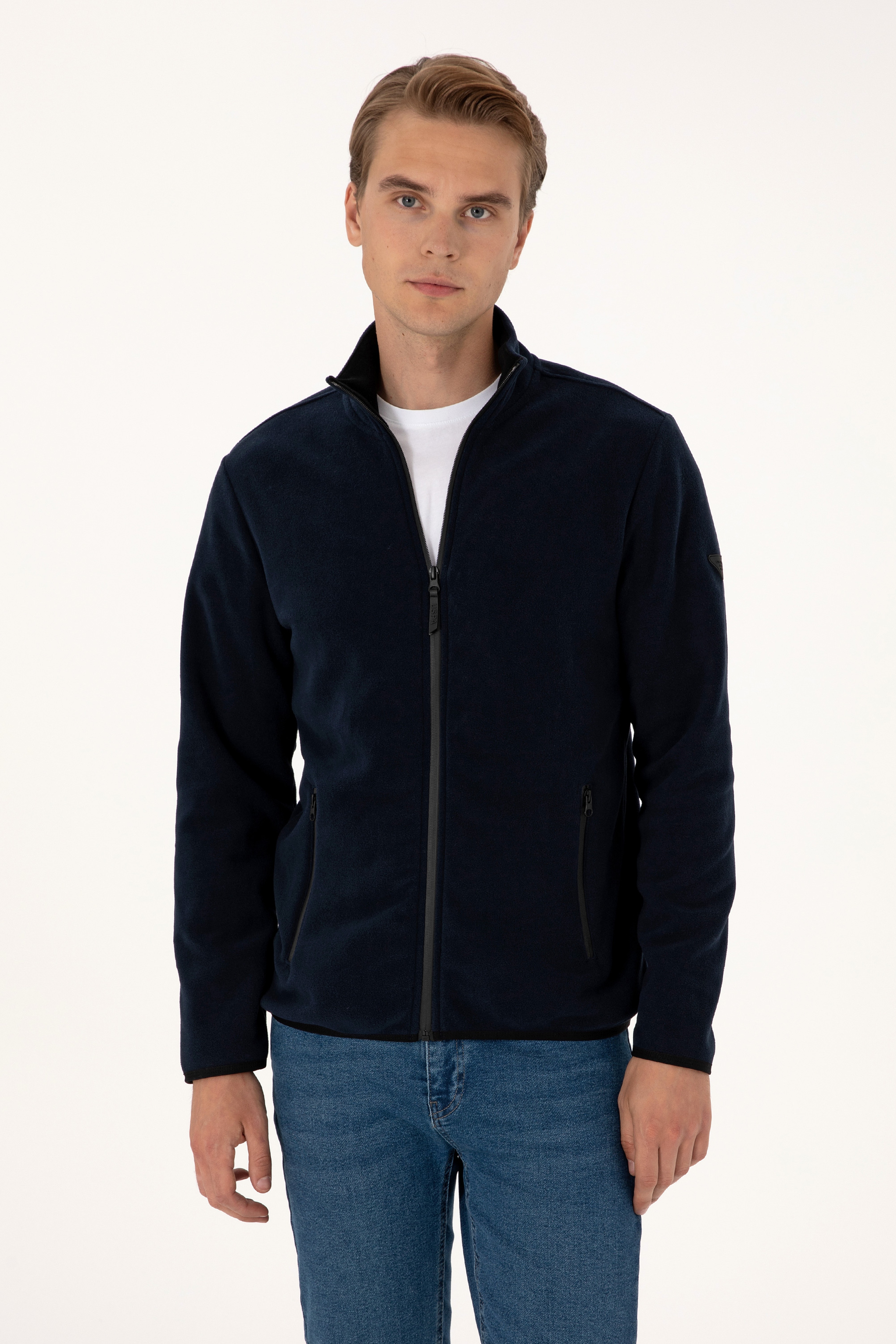 Erkek Regular Fit Lacivert Polar Örme Hırka - Image 3