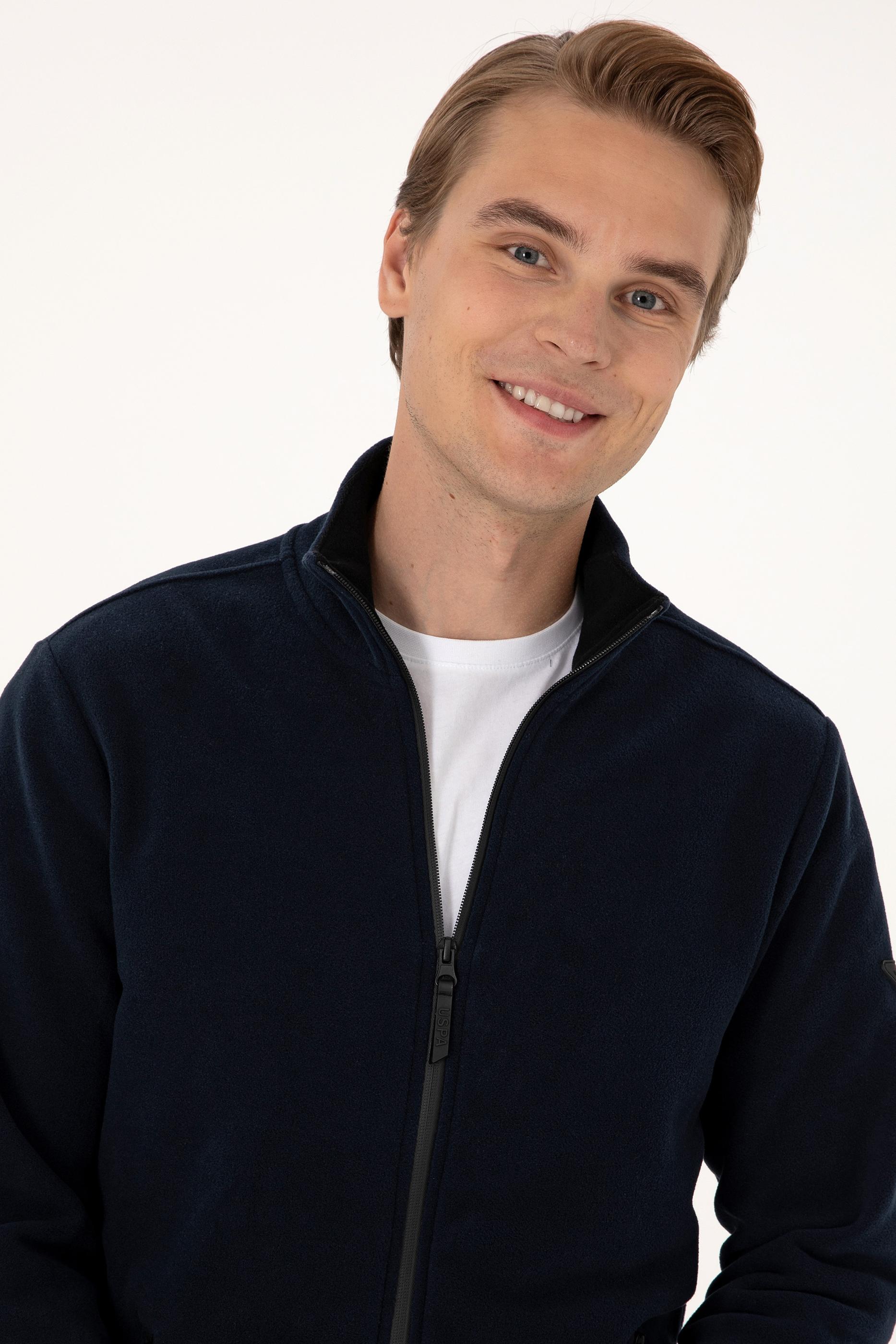 Erkek Regular Fit Lacivert Polar Örme Hırka