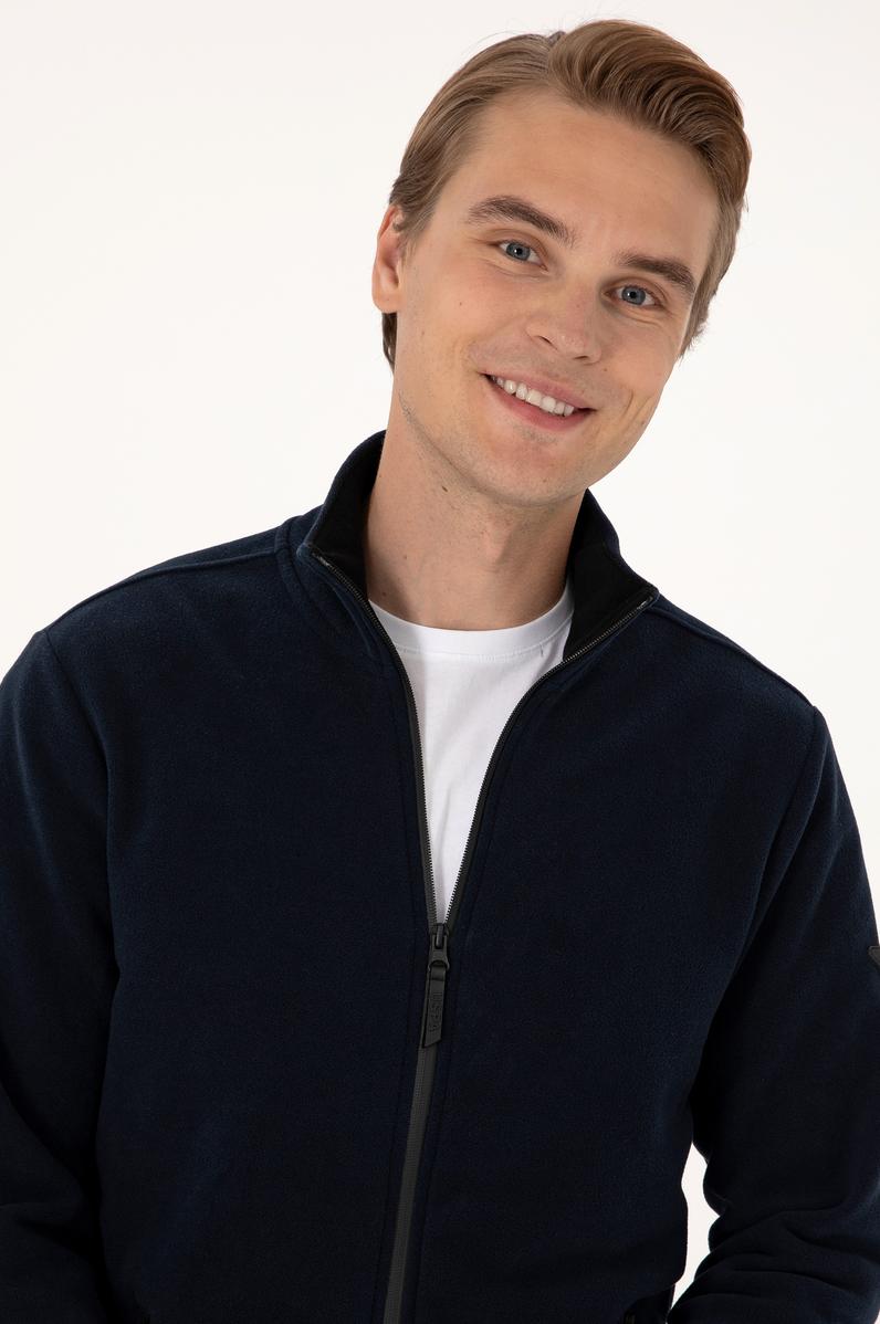 Erkek Regular Fit Lacivert Polar Örme Hırka