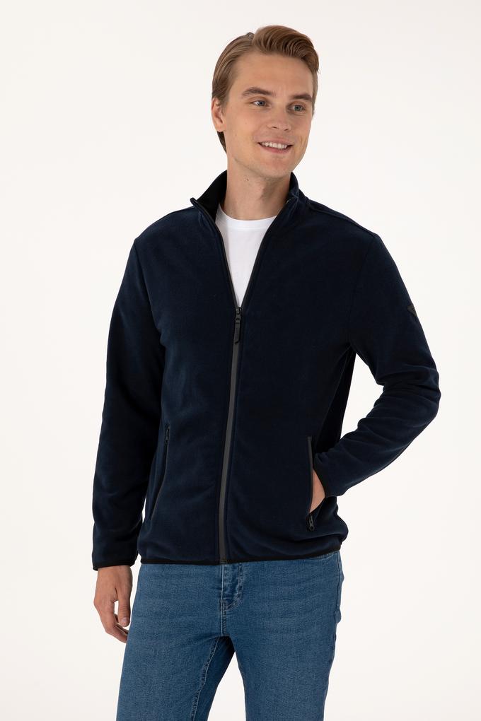 Erkek Regular Fit Lacivert Polar Örme Hırka
