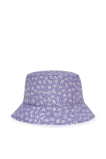 Kız Çocuk Lila Desenli Bucket Şapka