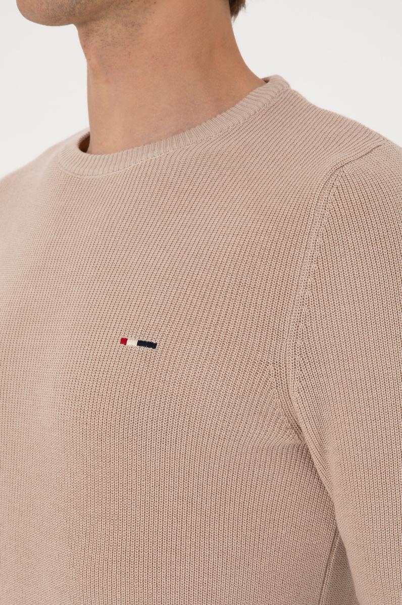 Erkek Slim Fit Bisiklet Yaka Taş Basic Kazak