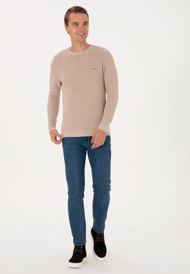 Erkek Slim Fit Bisiklet Yaka Taş Basic Kazak - 50313667105