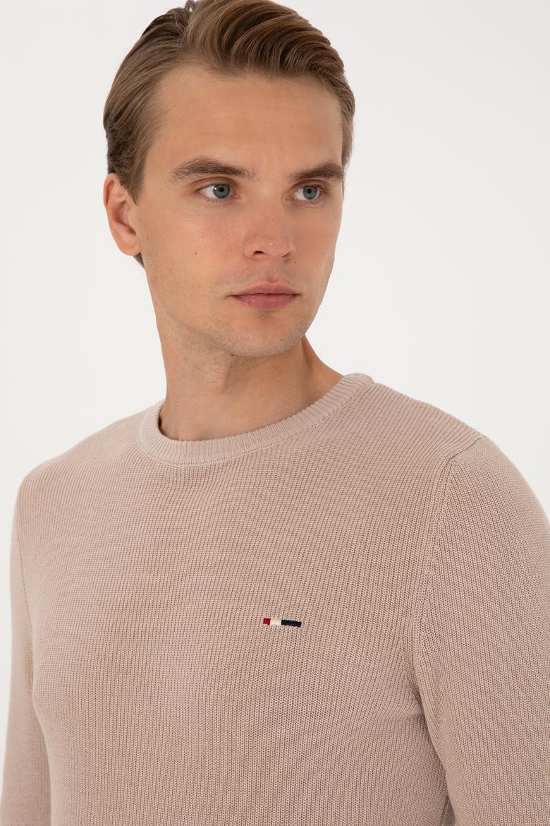 Erkek Slim Fit Bisiklet Yaka Taş Basic Kazak - 50313667105