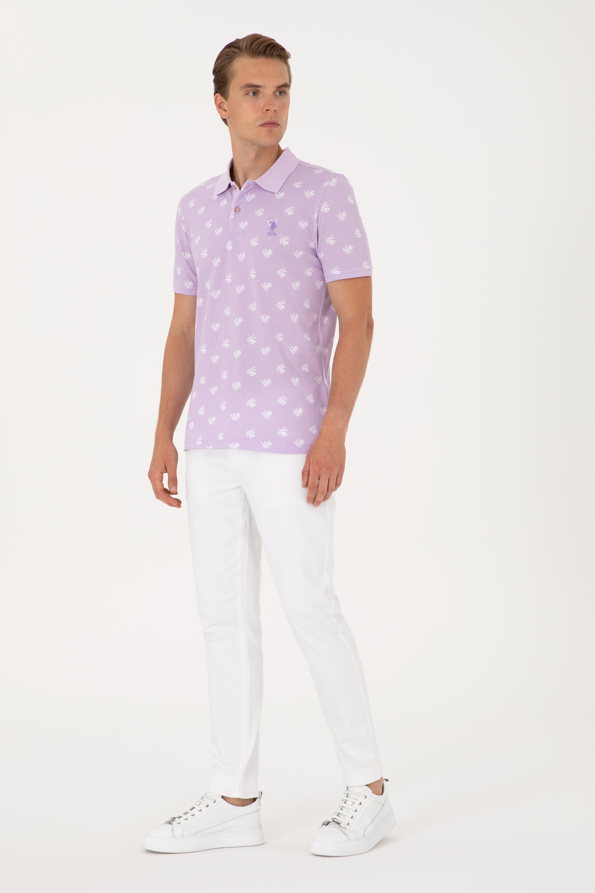 Erkek Regular Fit Lila Polo Yaka Tişört - Image 4