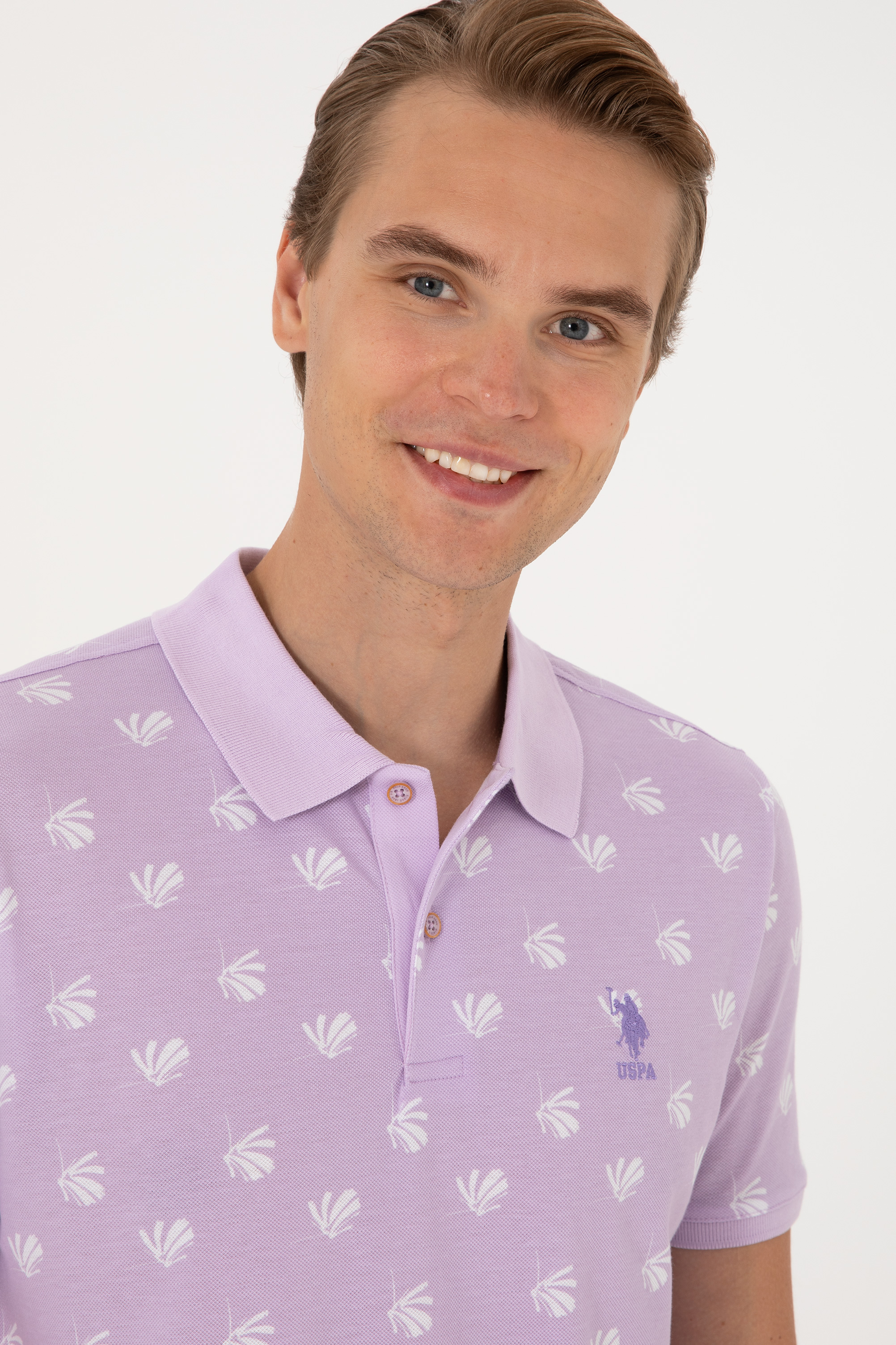 Erkek Regular Fit Lila Polo Yaka Tişört - Image 2