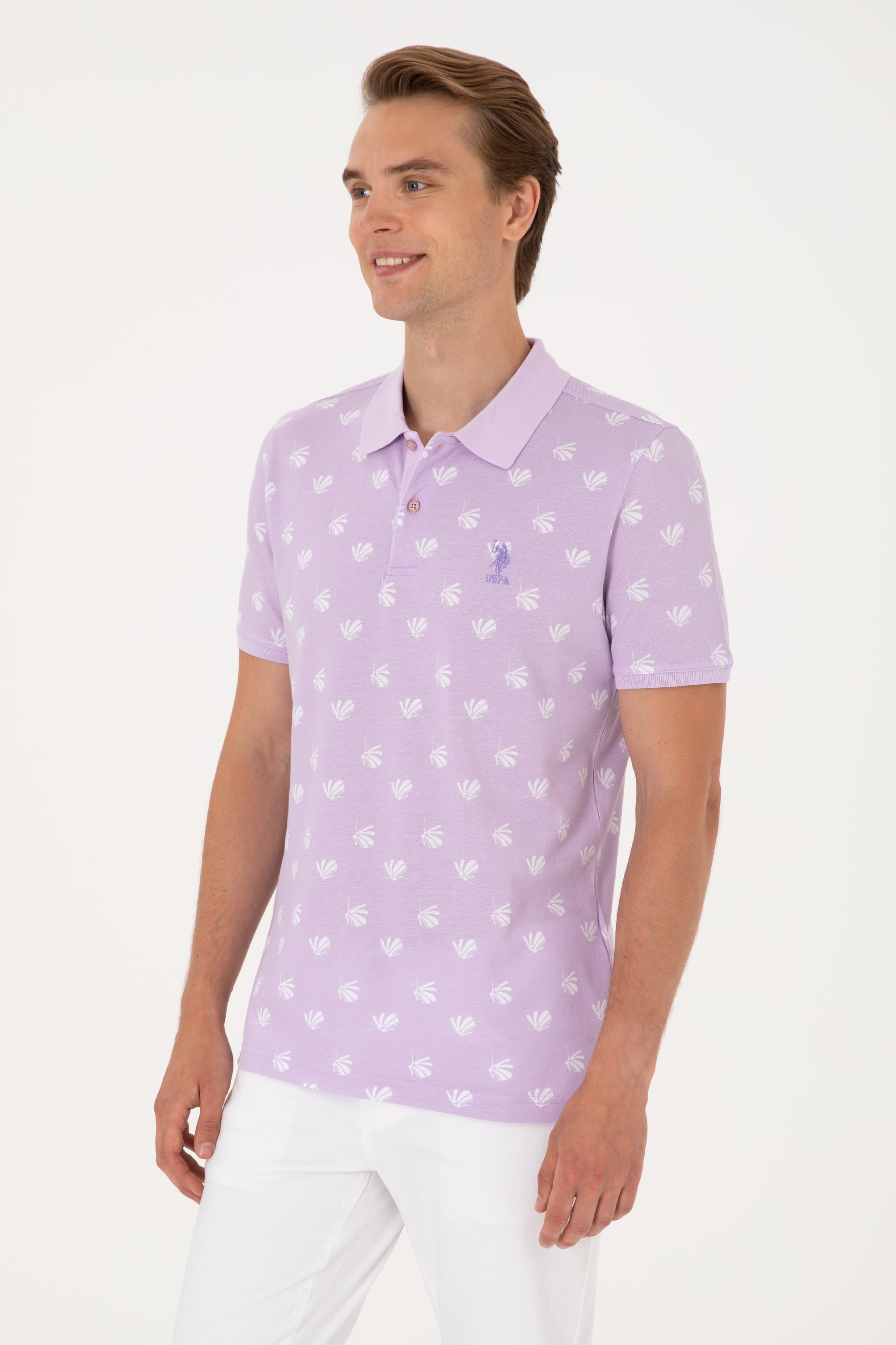 Erkek Regular Fit Lila Polo Yaka Tişört - Image 3
