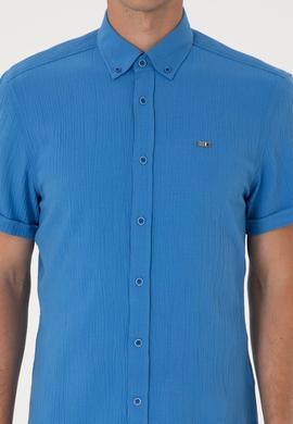 Erkek İndigo Kısa Kollu Gömlek - 50306328018