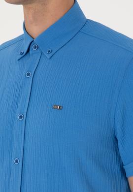 Erkek İndigo Kısa Kollu Gömlek - 50306328018