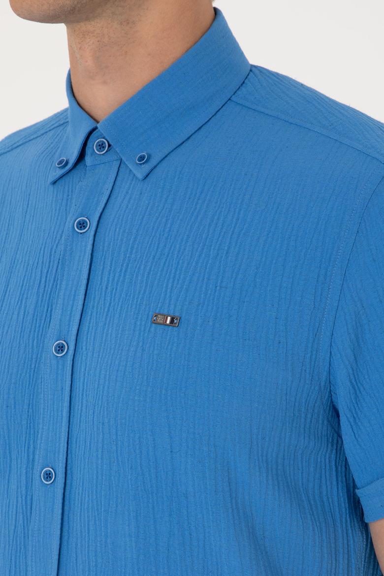 Erkek İndigo Kısa Kollu Gömlek - 50306328018