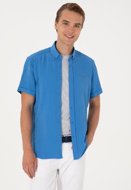 Erkek İndigo Kısa Kollu Gömlek - 50306328018